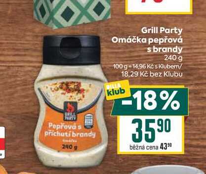 Grill Party Omáčka pepřová s brandy 240 g