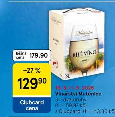 Vinařství Mutěnice, 3 l, dva druhy 