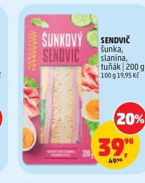 SENDVIČ šunka, slanina, tuňák 200 g