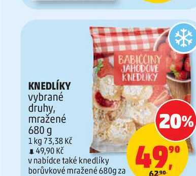 KNEDLÍKY vybrané druhy, mražené 680 g 