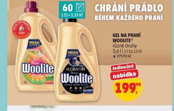 GEL NA PRANÍ WOOLITE* různé druhy 3,6L