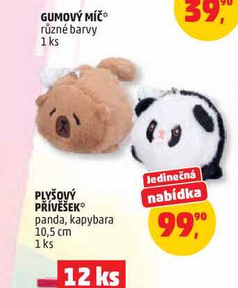 PLYŠOVÝ PŘÍVĚŠEK* panda, kapybara 10,5 cm 1 ks