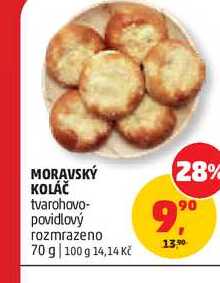 MORAVSKÝ KOLÁČ tvarohovo- povidlový rozmrazeno 70 g