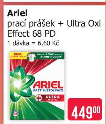 Ariel prací prášek + Ultra Oxi Effect 68 PD