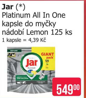 Jar Platinum All In One kapsle do myčky nádobí Lemon 125 ks