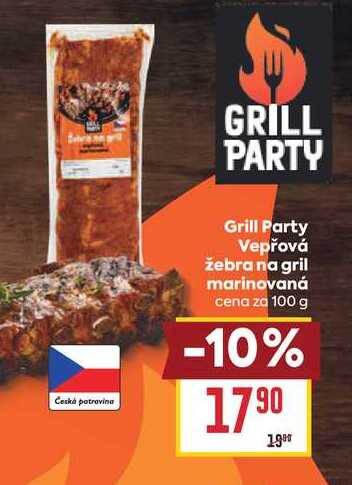 Grill Party Vepřová žebra na gril marinovaná cena za 100 g