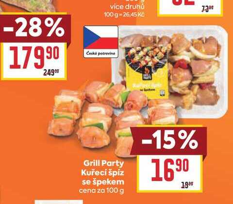 Grill Party Kuřecí špíz se špekem cena za 100 g
