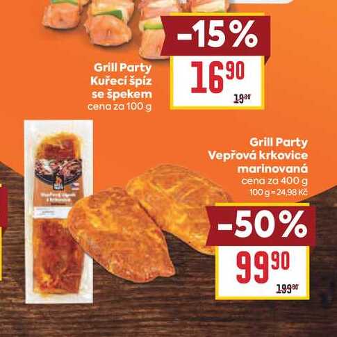 Grill Party Vepřová krkovice marinovaná cena za 400 g