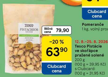 Tesco Pistácie ve skořápce pražené solené, 200 g