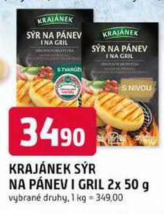 KRAJÁNEK SÝR NA PÁNEV I GRIL 2x 50 g
