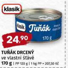 klasik TUŇÁK DRCENÝ ve vlastní šťávě 170 g