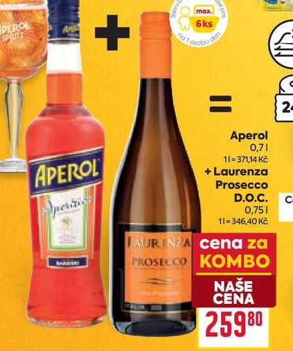 Aperol 0,7l + Laurenza Prosecco D.O.C. 0,75l