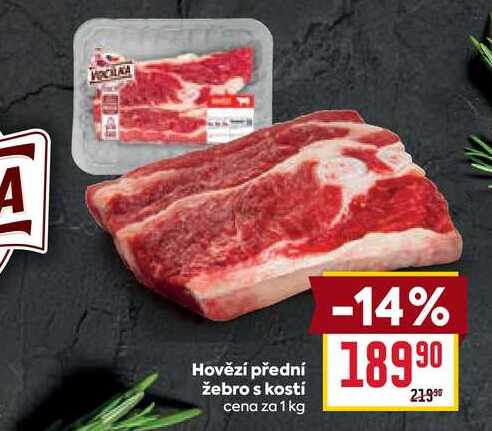 Hovězí přední žebro s kostí cena za 1 kg