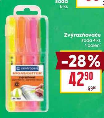 Zvýrazňovače sada 4 ks 1 balení