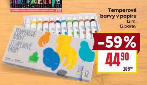 Temperové barvy v papíru 12 ml 12 barev