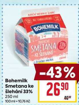 Bohemilk Smetana ke šlehání 33% 250 ml