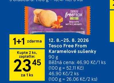 Tesco Free From Karamelové sušenky, 90 g 