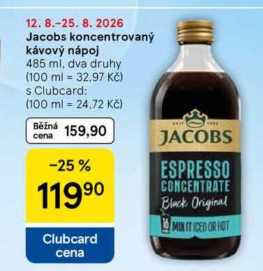 Jacobs koncentrovaný kávový nápoj, 485 ml, dva druhy