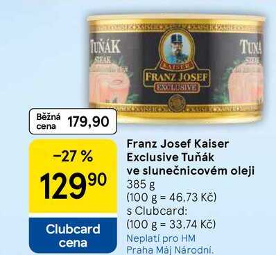 Franz Josef Kaiser Exclusive Tuňák ve slunečnicovém oleji, 385 g 