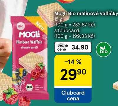 Mogli Bio malinové vafličky, 15 g