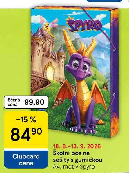 Školní box na sešity s gumičkou A4, motiv Spyro 