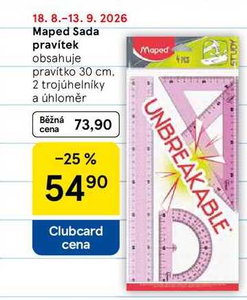 Maped Sada pravítek obsahuje pravítko, 30 cm. 2 trojúhelníky a úhloměr