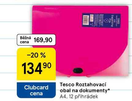 Tesco Roztahovací obal na dokumenty, A4, 12 přihrádek