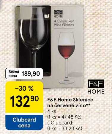 F&F Home Sklenice na červené víno, 4 ks