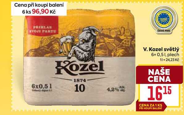 V. Kozel světlý 6× 0,51, plech