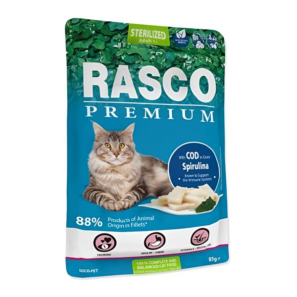 Rasco Premium Kapsička pro kastrované kočky treska se spirulinou