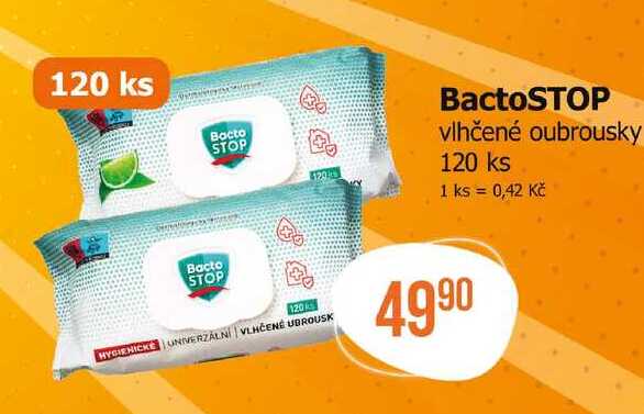 BactoSTOP vlhčené oubrousky 120 ks