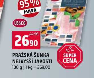 PRAŽSKÁ ŠUNKA NEJVYŠŠÍ JAKOSTI 100 g 