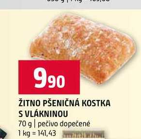 ŽITNO PŠENIČNÁ KOSTKA S VLÁKNINOU 70 g pečivo dopečené