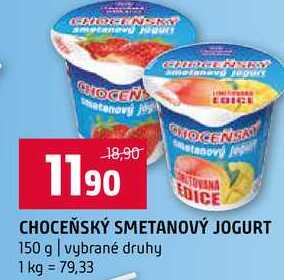 CHOCEŇSKÝ SMETANOVÝ JOGURT 150 g vybrané druhy