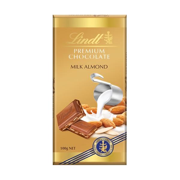 Lindt Čokoláda Gold Tablet Premium Mléčná s celými mandlemi