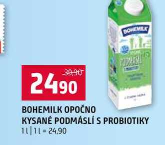 BOHEMILK OPOČNO KYSANÉ PODMÁSLÍ S PROBIOTIKY 1l
