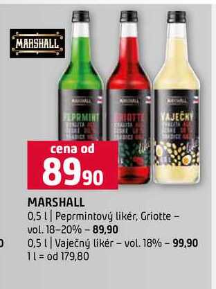 MARSHALL 0,5l Peprmintový likér, Griotte vol. 18-20% 0,5l Vaječný likér vol. 18% 