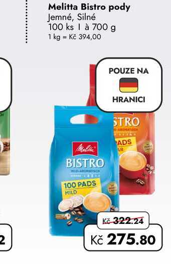 Melitta Bistro pody Jemné, Silné 100 ks à 700 g             