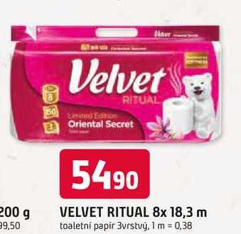 VELVET RITUAL 8x 18,3 m toaletní papír 3vrstvý