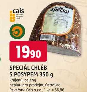 SPECIÁL CHLÉB S POSYPEM 350 g krájený, balený 