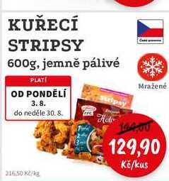 KUŘECÍ STRIPSY 600g, jemně pálivé