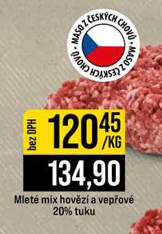 Mleté mix hovězí a vepřové 20% tuku 1kg