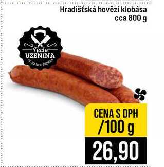 Hradišťská hovězí klobása cca 800 g 100g