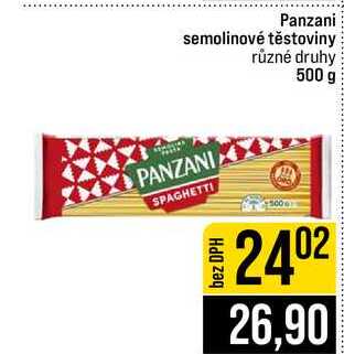Panzani semolinové těstoviny různé druhy 500 g
