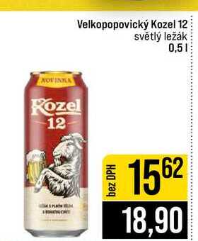 Velkopopovický Kozel 12 světlý ležák 0,5l
