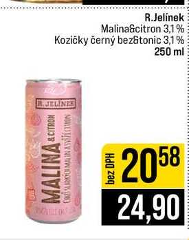 R.Jelínek Malina&citron 3,1% Kozičky černý bez&tonic 3,1% 250 ml 