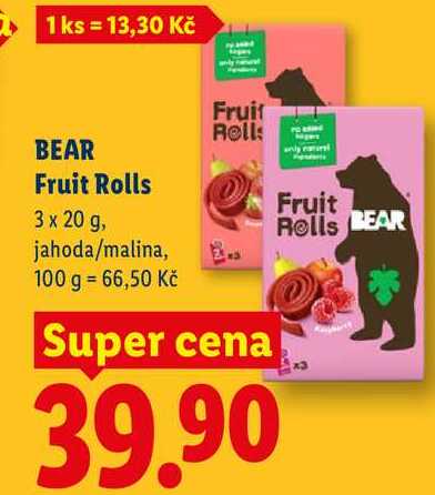 BEAR Fruit Rolls, 3 x 20 g