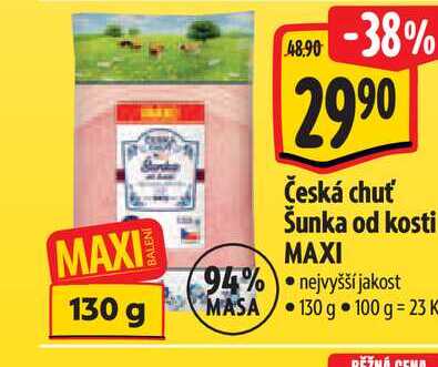 Česká chuť Šunka od kosti MAXI 130 g
