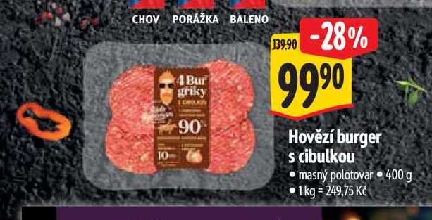 Hovězí burger s cibulkou 400 g