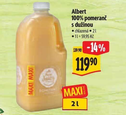  Albert 100% pomeranč s dužinou 2 l